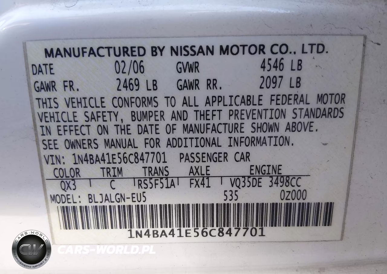 2006 Nissan Maxima 3.5 Sl VIN:1N4BA41E56C847701 - 9