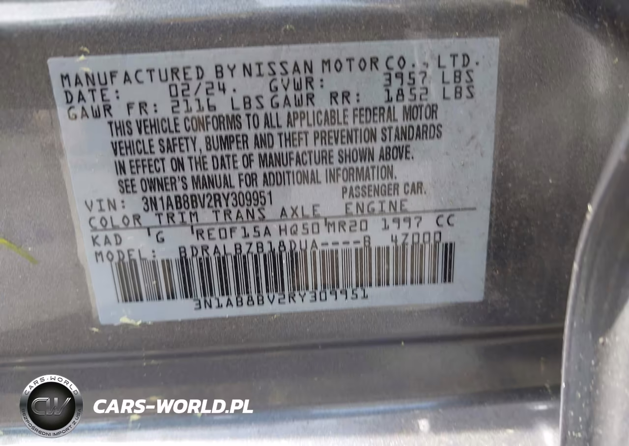 2024 Nissan Sentra S Xtronic Cvt VIN:3N1AB8BV2RY309951 - 9