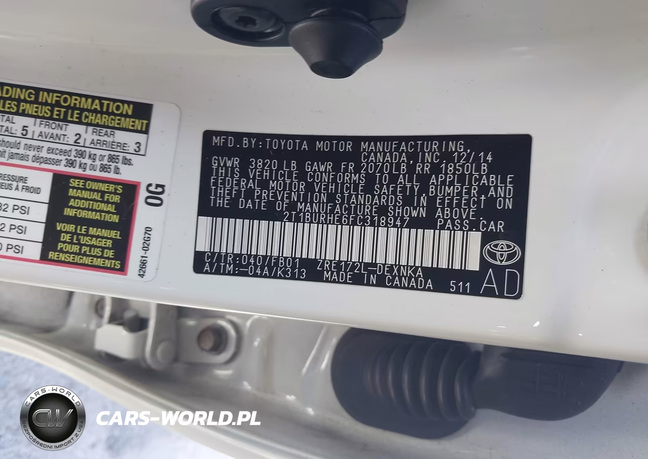 2015 Toyota Corolla Le VIN:2T1BURHE6FC318947 - 9