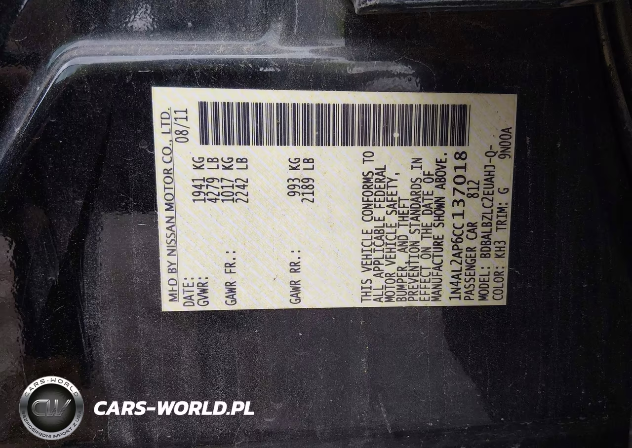 2012 Nissan Altima 2.5 S VIN:1N4AL2AP6CC137018 - 9