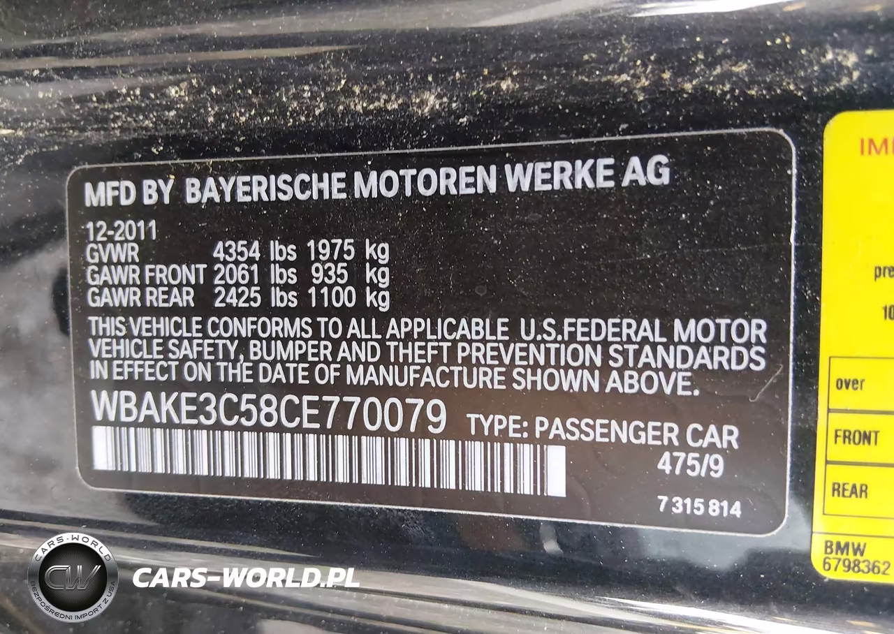2012 BMW 328I VIN:WBAKE3C58CE770079 - 9