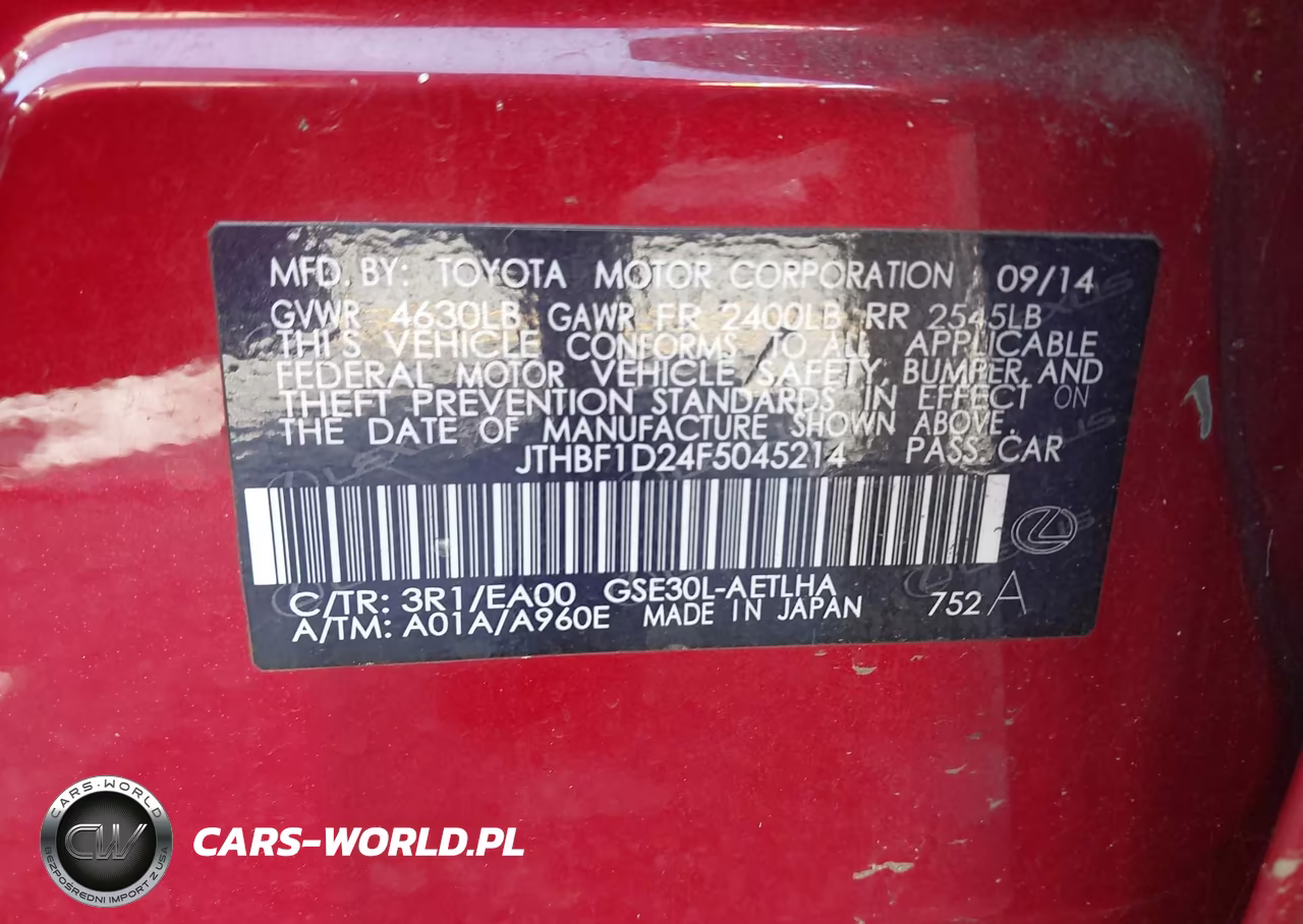 2015 Lexus Is 250 VIN:JTHBF1D24F5045214 - 9