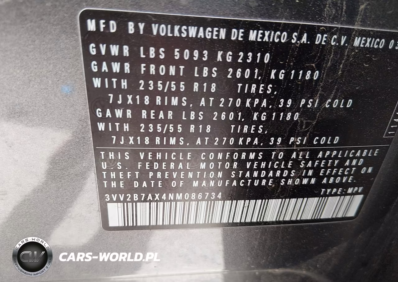 2022 Volkswagen Tiguan 2.0T Se VIN:3VV2B7AX4NM086734 - 9