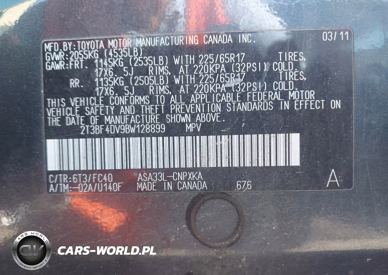 2011 Toyota Rav4 VIN:2T3BF4DV9BW128899 - 9