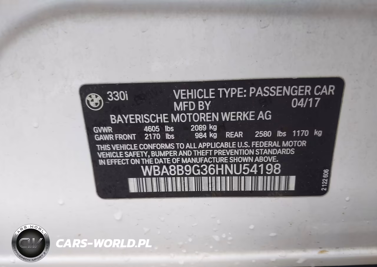 2017 BMW 330I VIN:WBA8B9G36HNU54198 - 9