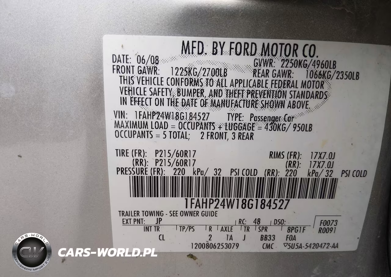 2008 Ford Taurus Sel VIN:1FAHP24W18G184527 - 9