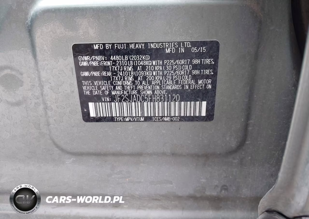 2015 Subaru Forester 2.5I Premium VIN:JF2SJADC5FH831120 - 9