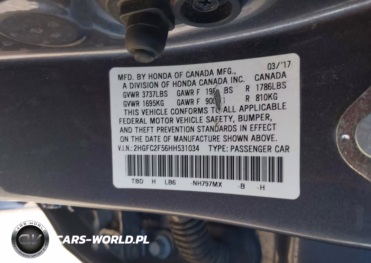 2017 Honda Civic Lx VIN:2HGFC2F56HH531034 - 9