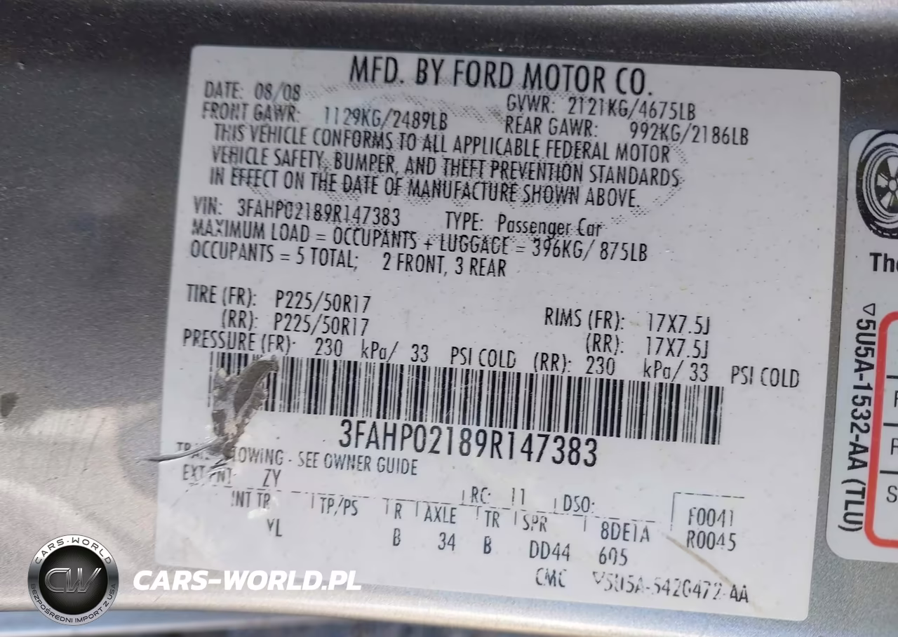 2009 Ford Fusion Sel VIN:3FAHP02189R147383 - 9