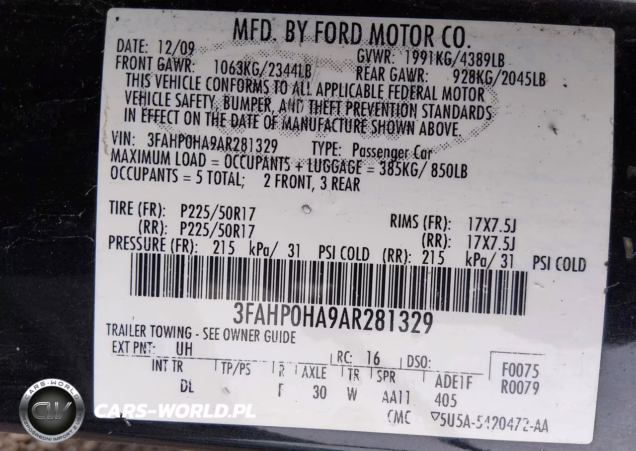 2010 Ford Fusion Se VIN:3FAHP0HA9AR281329 - 9