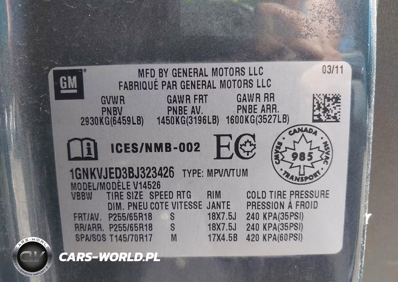 2011 Chevrolet Traverse 2Lt VIN:1GNKVJED3BJ323426 - 9