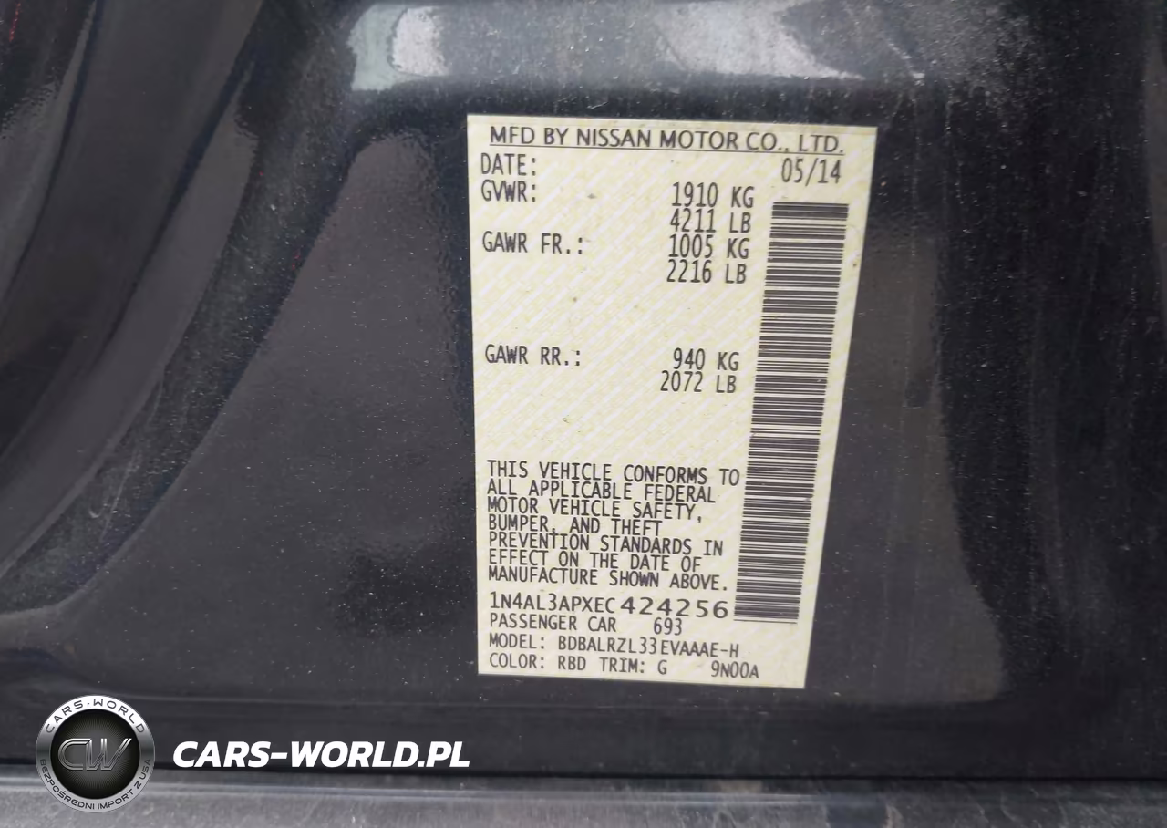 2014 Nissan Altima 2.5 S VIN:1N4AL3APXEC424256 - 9