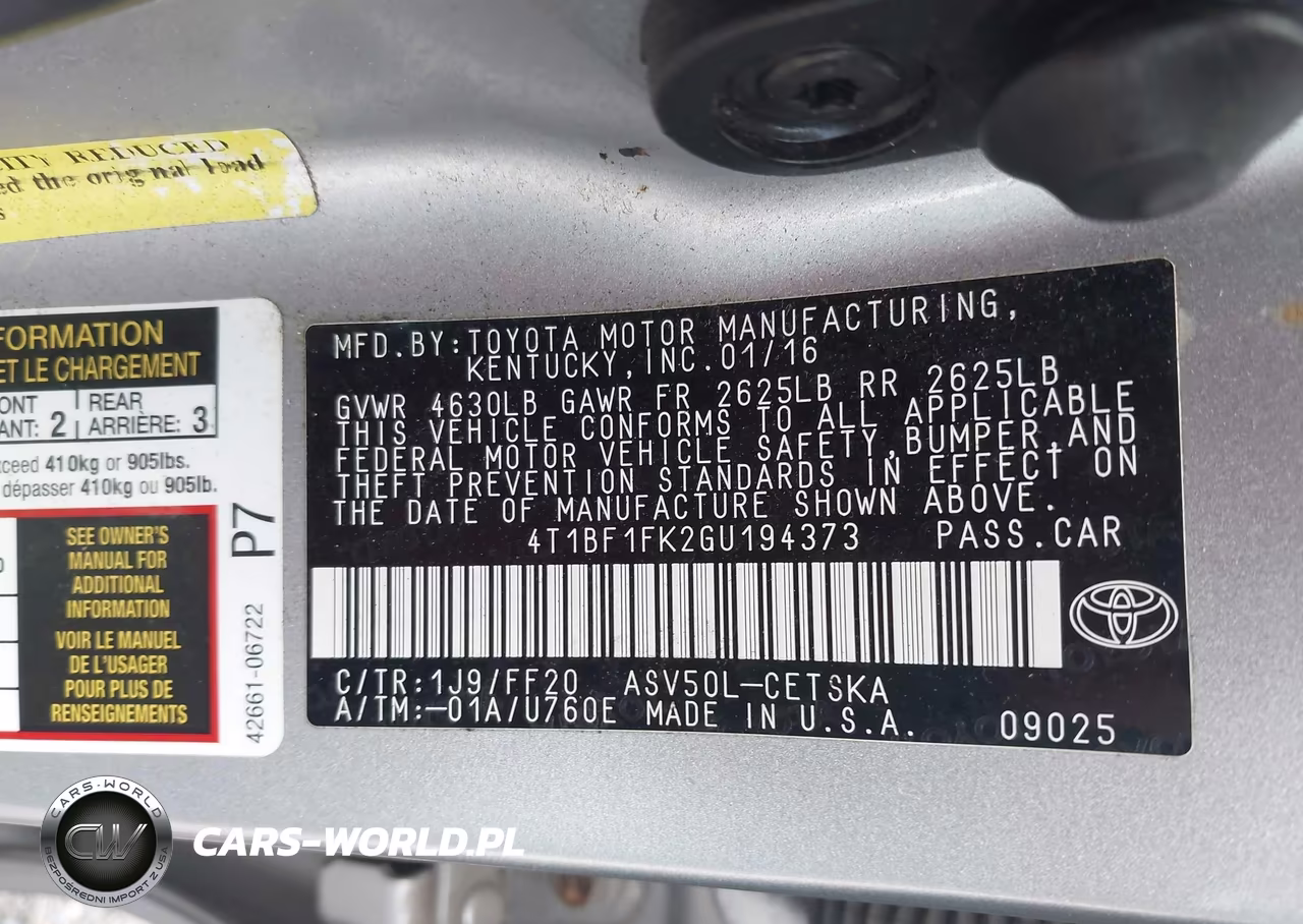 2016 Toyota Camry Se VIN:4T1BF1FK2GU194373 - 9