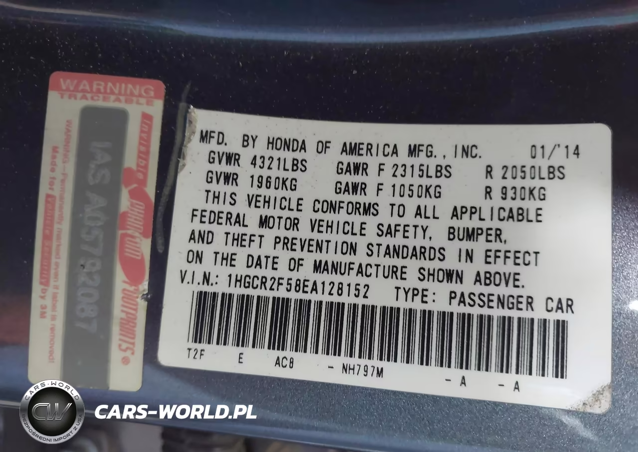 2014 Honda Accord Sport VIN:1HGCR2F58EA128152 - 9