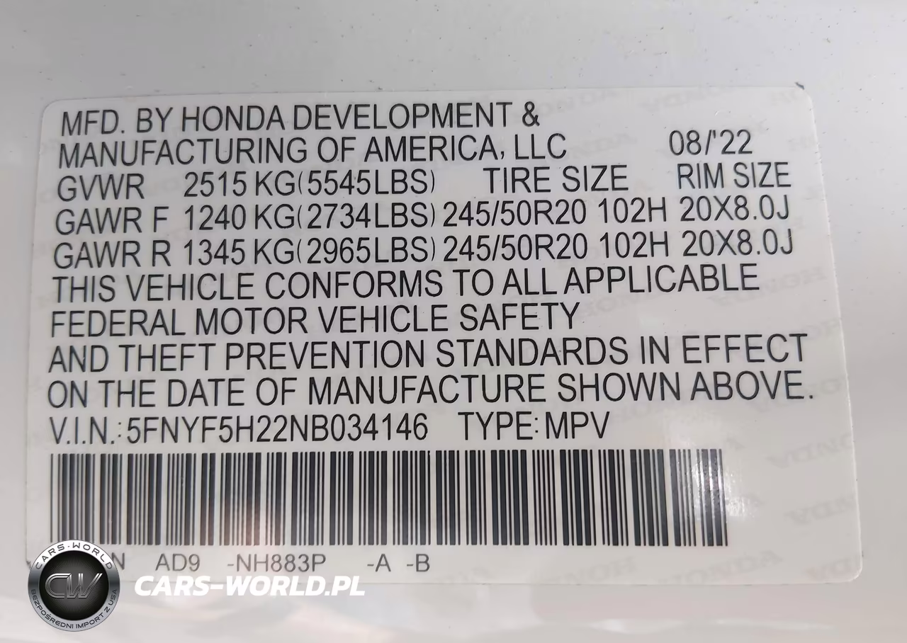2022 Honda Pilot 2Wd Special Edition VIN:5FNYF5H22NB034146 - 9