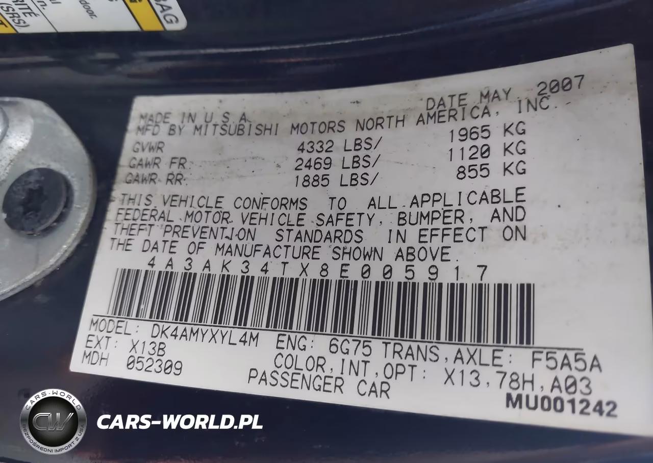 2008 Mitsubishi Eclipse Gt VIN:4A3AK34TX8E005917 - 9