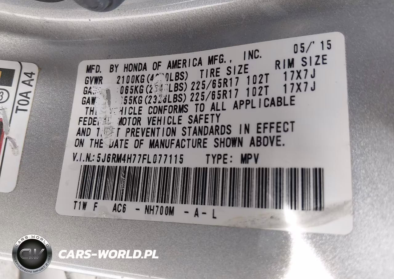 2015 Honda Cr-V Ex-L VIN:5J6RM4H77FL077115 - 9