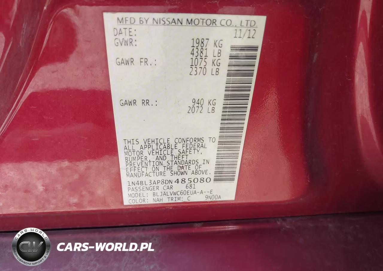 2013 Nissan Altima 3.5 Sl VIN:1N4BL3AP8DN485080 - 9