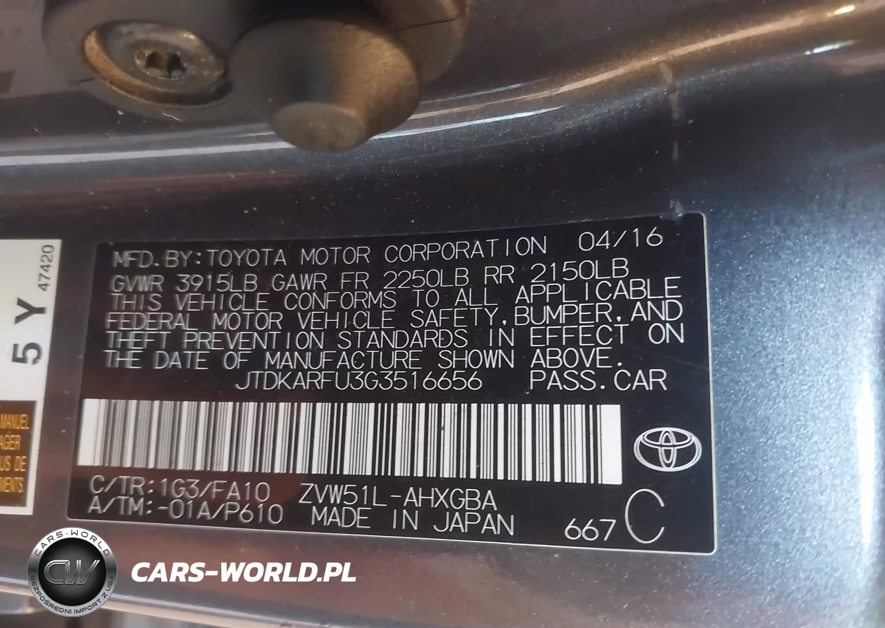 2016 Toyota Prius Three VIN:JTDKARFU3G3516656 - 9