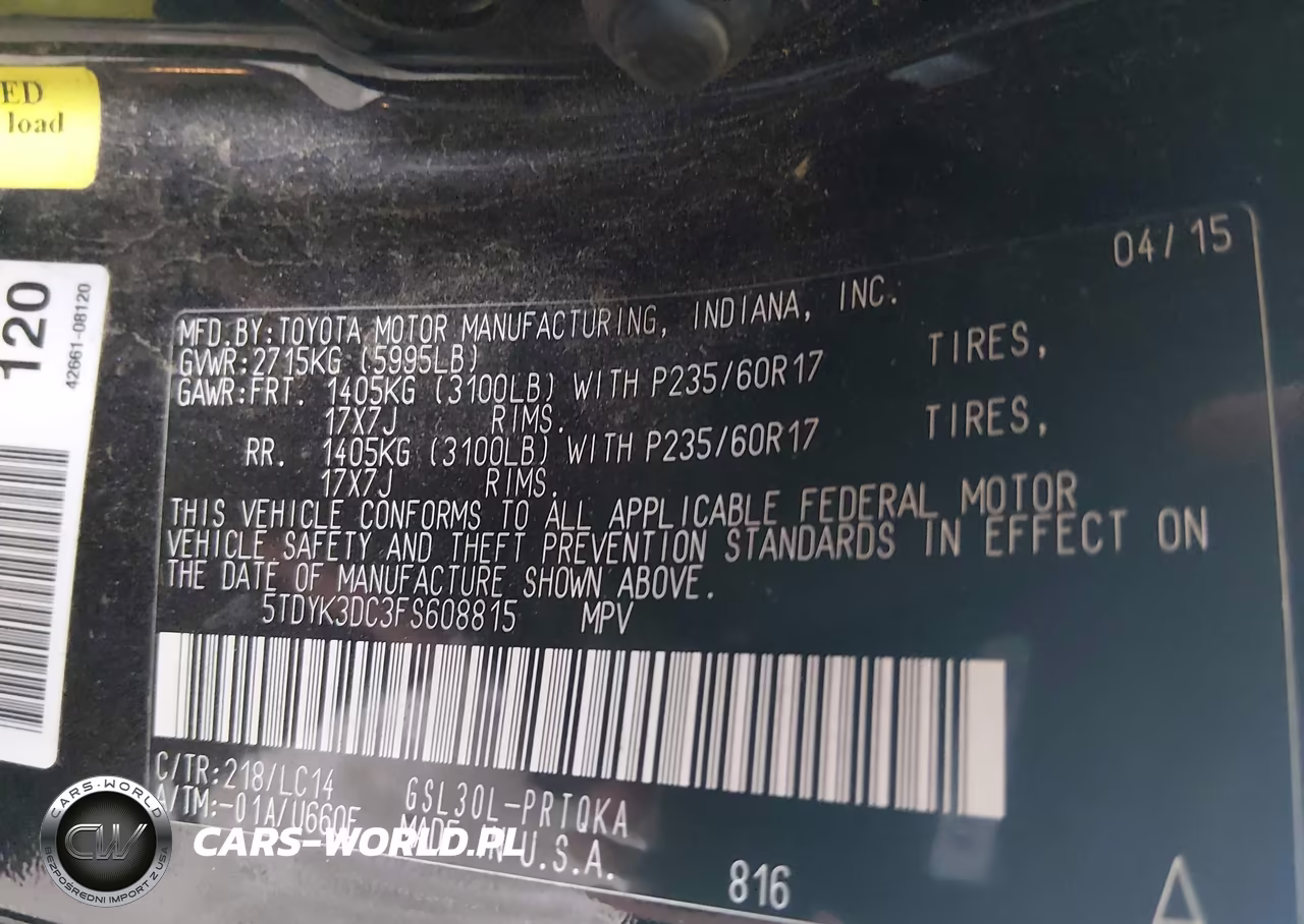 2015 Toyota Sienna Xle 8 Passenger VIN:5TDYK3DC3FS608815 - 9