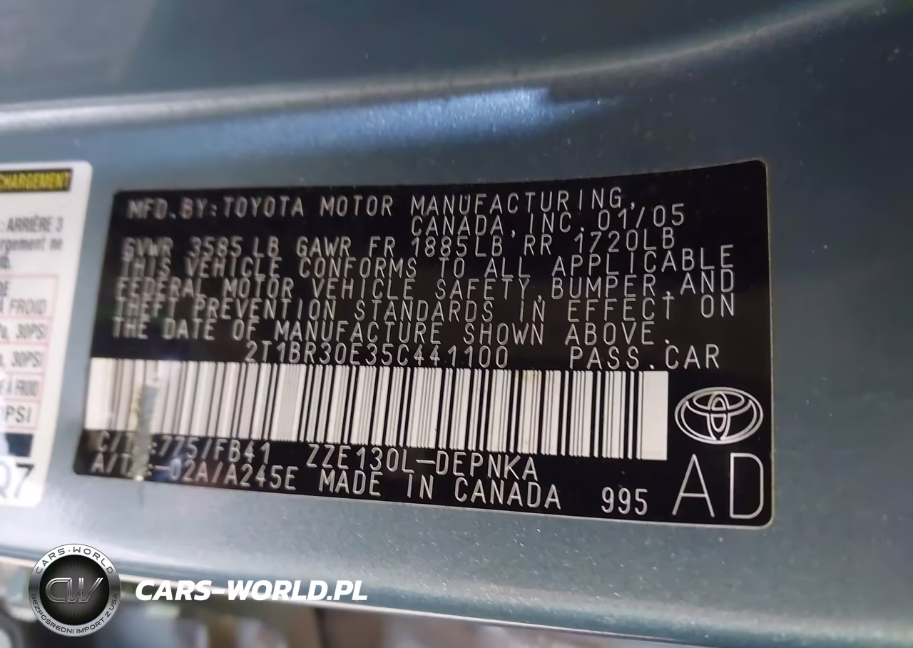 2005 Toyota Corolla Le VIN:2T1BR30E35C441100 - 9