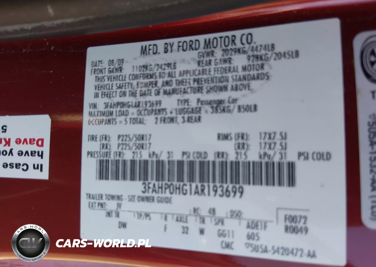 2010 Ford Fusion Se VIN:3FAHP0HG1AR193699 - 9