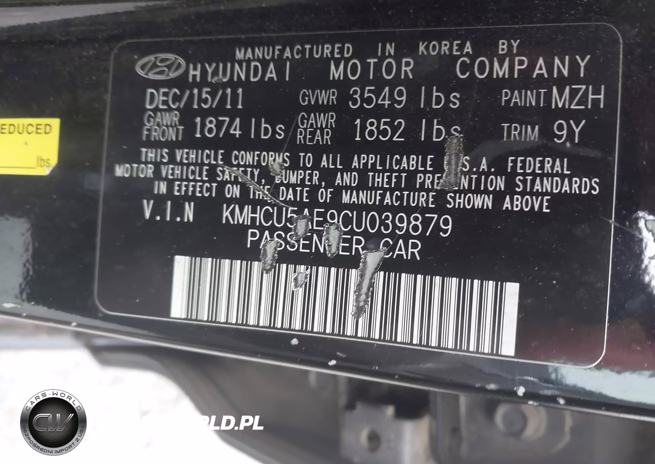 2012 Hyundai Accent Se VIN:KMHCU5AE9CU039879 - 9