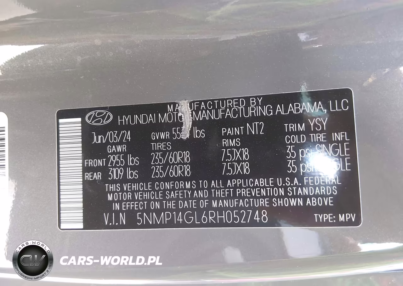 2024 Hyundai Santa Fe Se VIN:5NMP14GL6RH052748 - 9