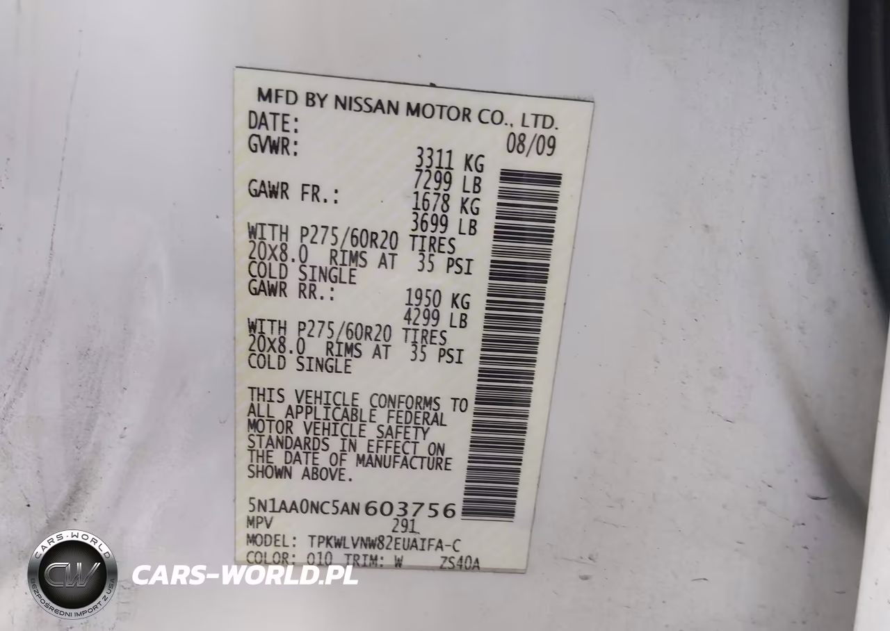 2010 Nissan Armada Platinum VIN:5N1AA0NC5AN603756 - 9
