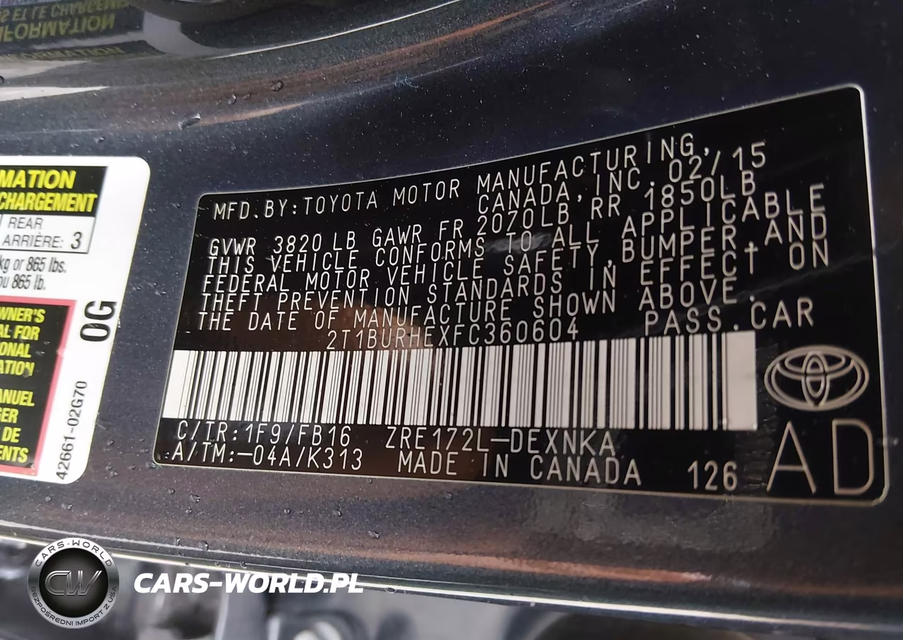 2015 Toyota Corolla Le VIN:2T1BURHEXFC360604 - 9
