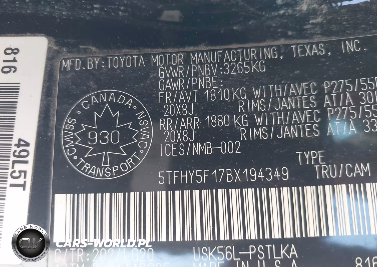 2011 Toyota Tundra Limited 5.7L V8 VIN:5TFHY5F17BX194349 - 9