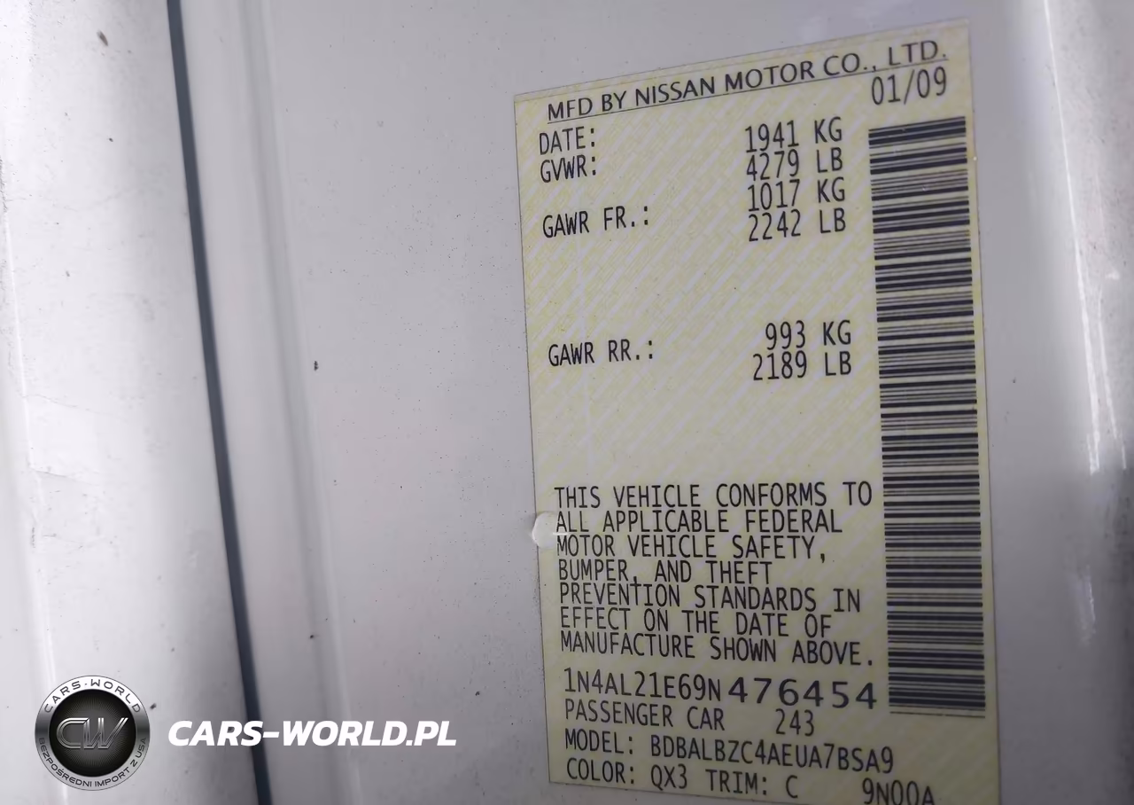 2009 Nissan Altima 2.5 S VIN:1N4AL21E69N476454 - 9