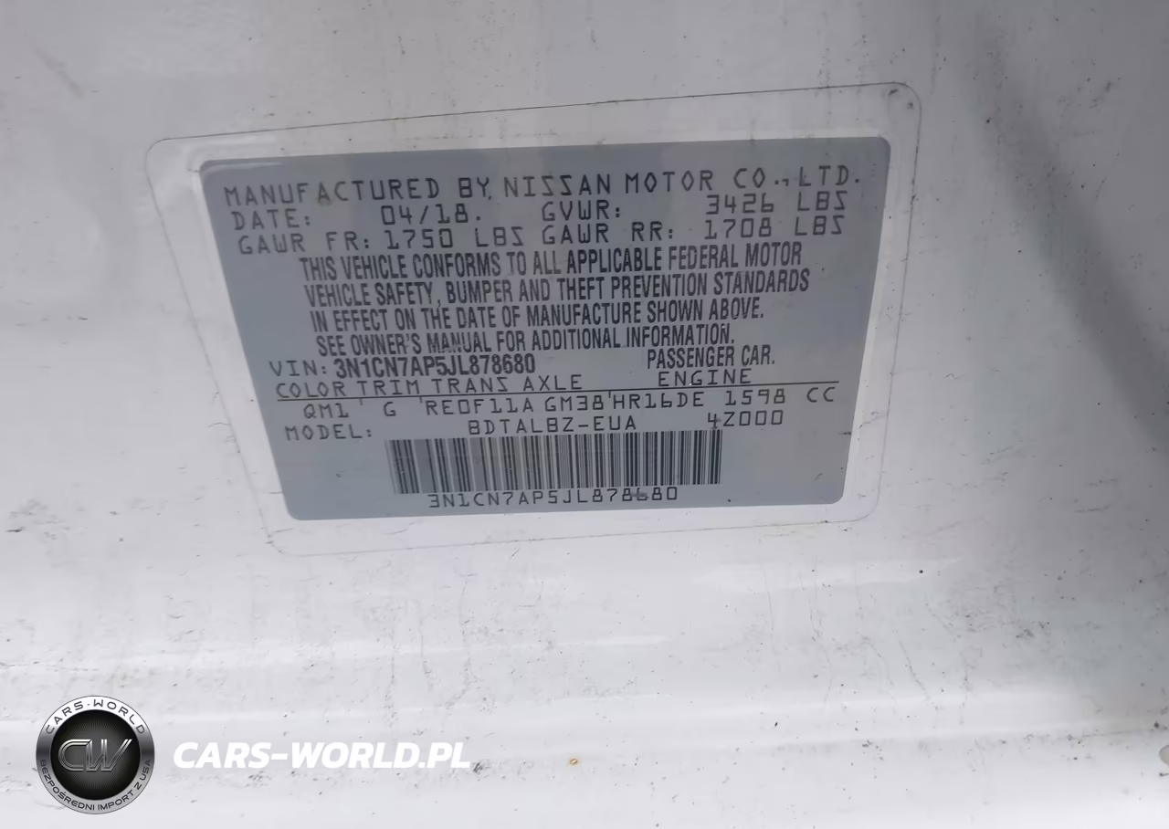 2018 Nissan Versa 1.6 Sv VIN:3N1CN7AP5JL878680 - 9