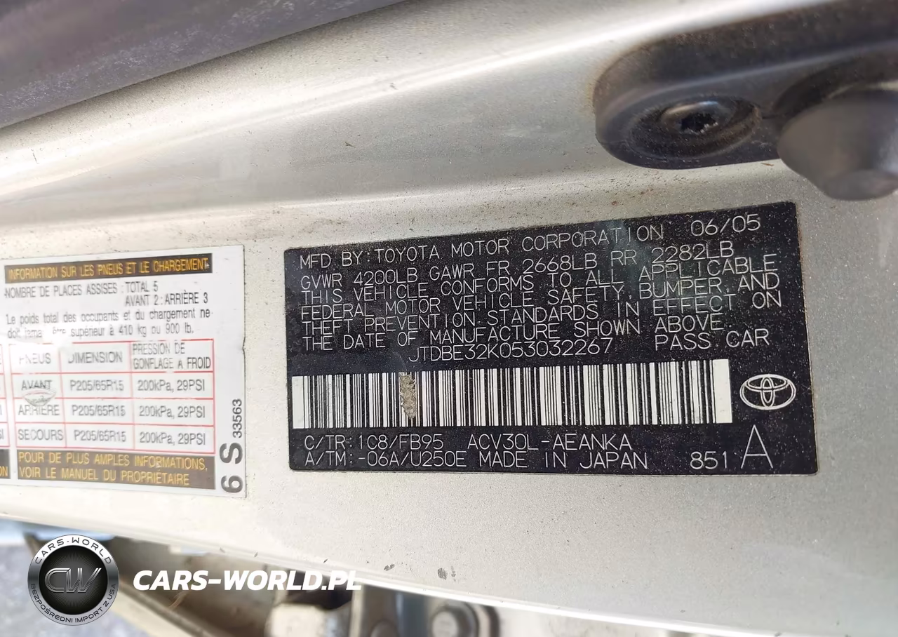 2005 Toyota Camry Le VIN:JTDBE32K053032267 - 9