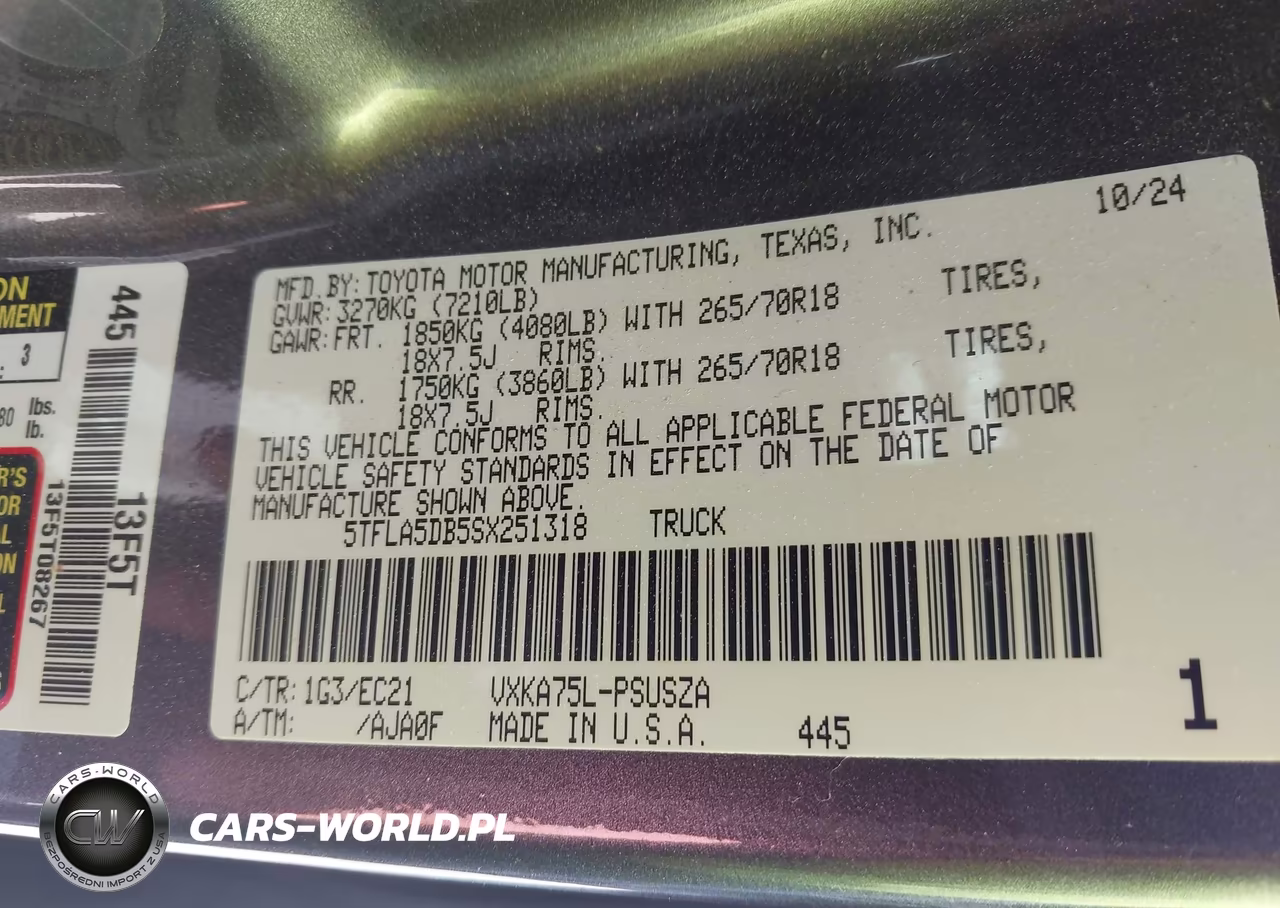 2025 Toyota Tundra Sr5 VIN:5TFLA5DB5SX251318 - 9