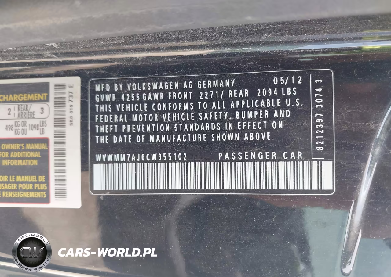 2012 Volkswagen Golf Tdi 2-Door VIN:WVWMM7AJ6CW355102 - 9