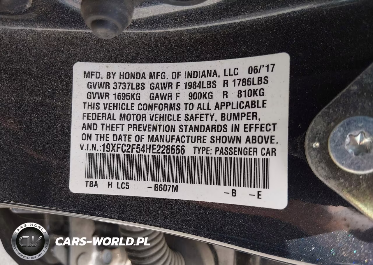 2017 Honda Civic Lx VIN:19XFC2F54HE228666 - 9