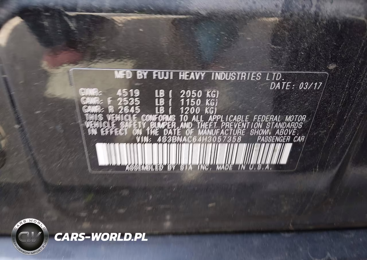 2017 Subaru Legacy 2.5I Premium VIN:4S3BNAC64H3057358 - 9