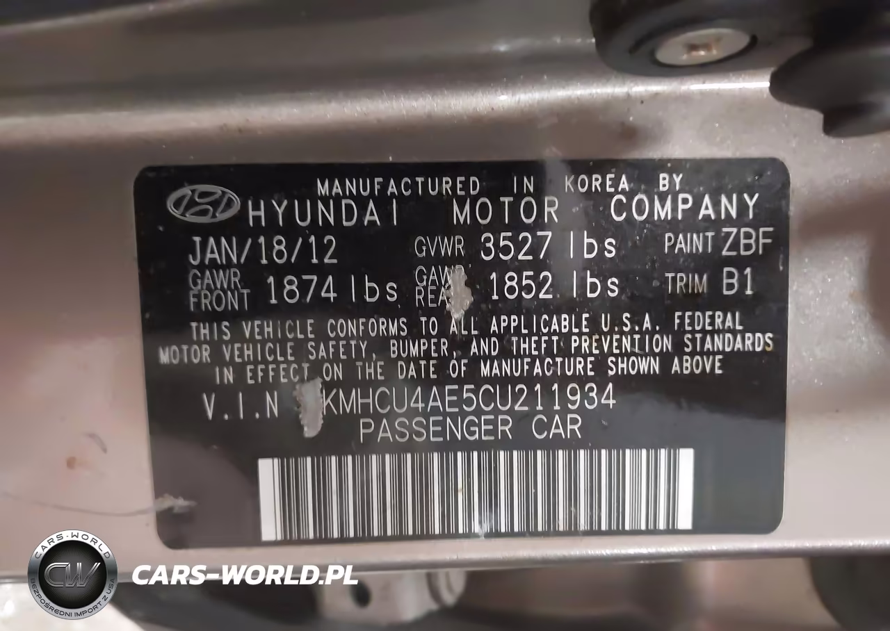 2012 Hyundai Accent Gls VIN:KMHCU4AE5CU211934 - 9