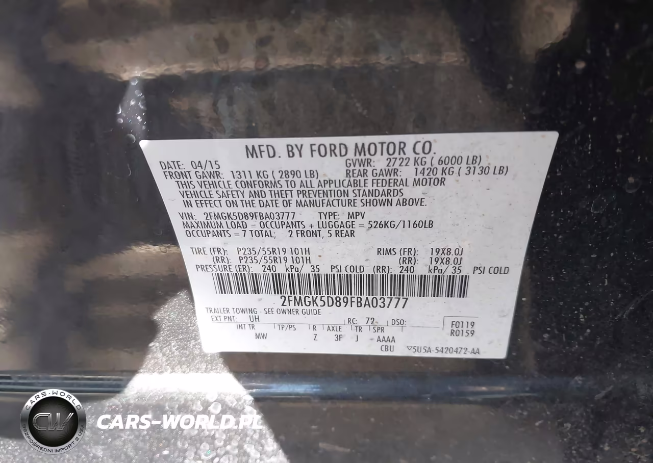 2015 Ford Flex Limited VIN:2FMGK5D89FBA03777 - 9