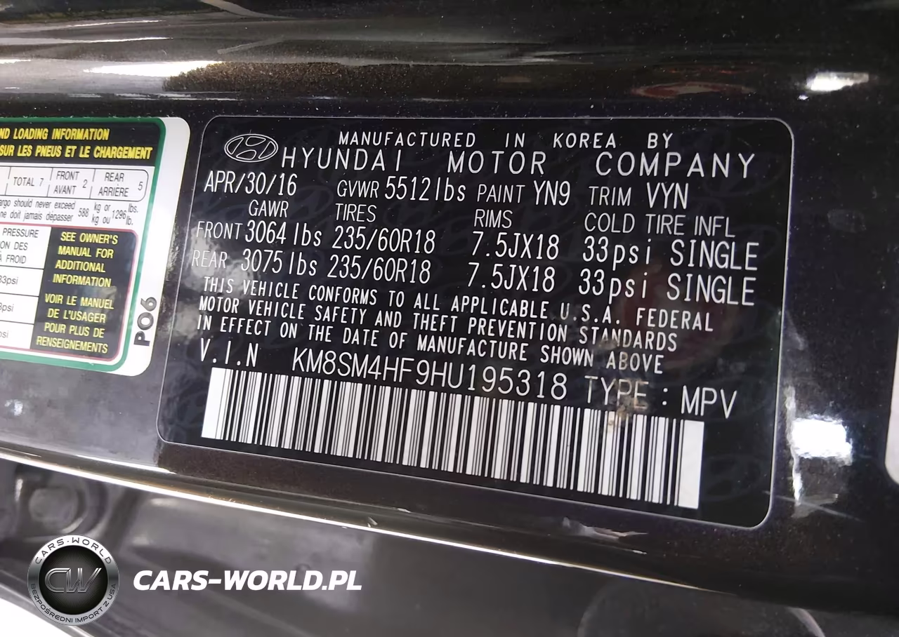 2017 Hyundai Santa Fe Se VIN:KM8SM4HF9HU195318 - 9