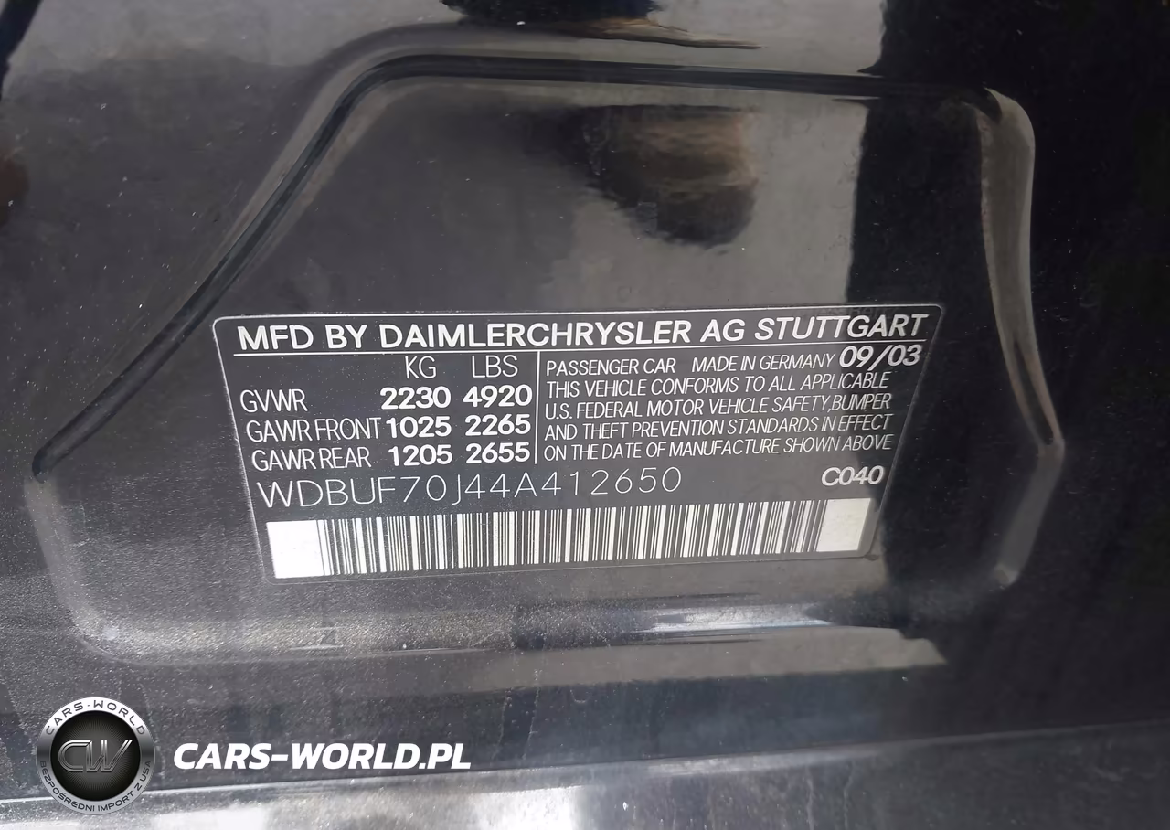 2004 Mercedes-Benz E 500 VIN:WDBUF70J44A412650 - 9