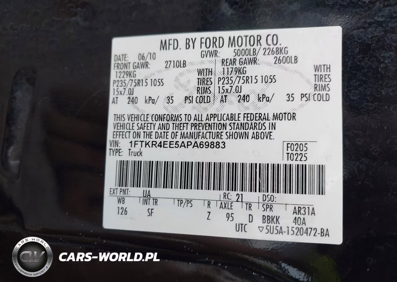 2010 Ford Ranger Sport-Xlt VIN:1FTKR4EE5APA69883 - 9