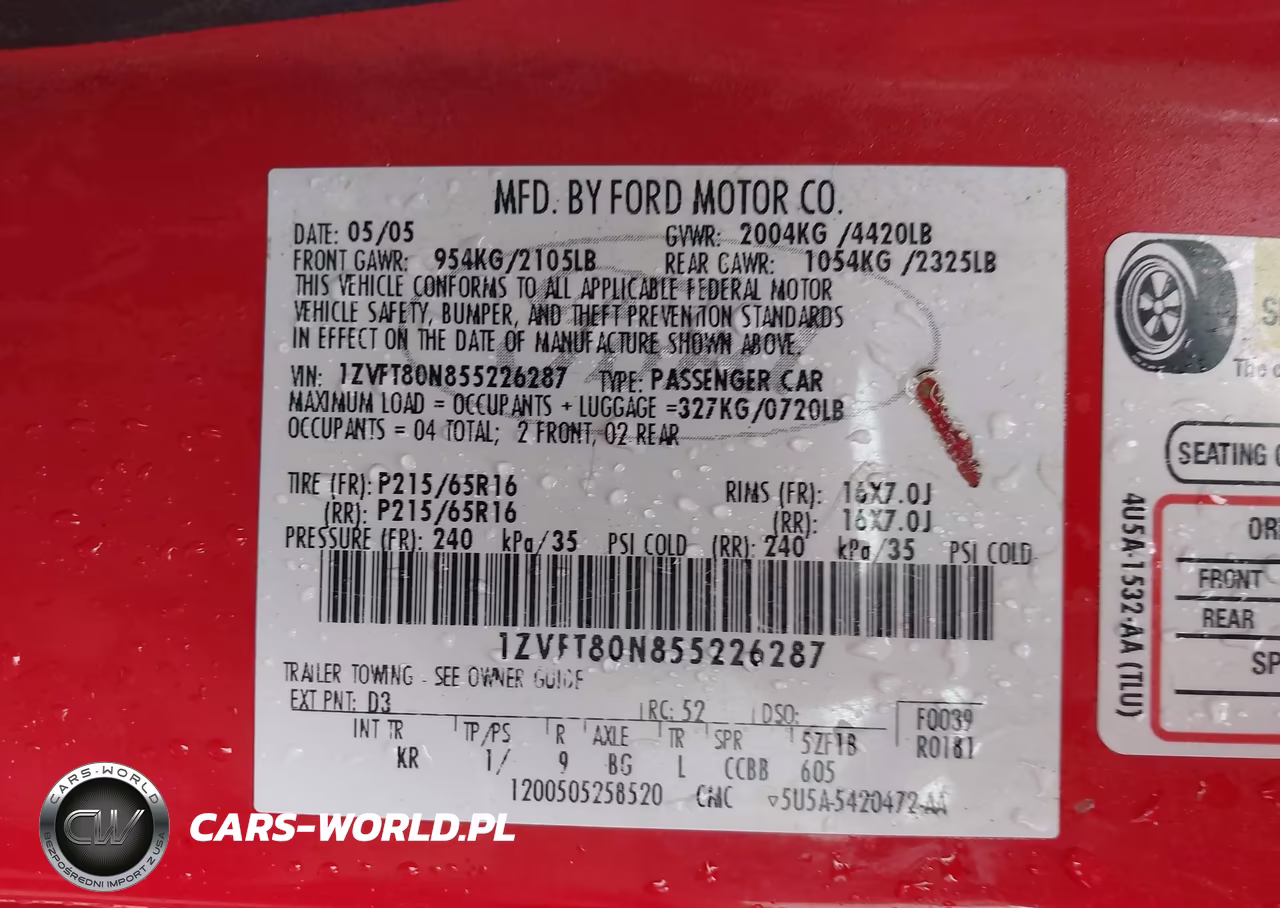 2005 Ford Mustang V6 Deluxe-V6 Premium VIN:1ZVFT80N855226287 - 9