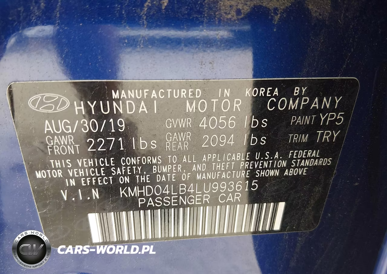 2020 Hyundai Elantra Sport VIN:KMHD04LB4LU993615 - 9
