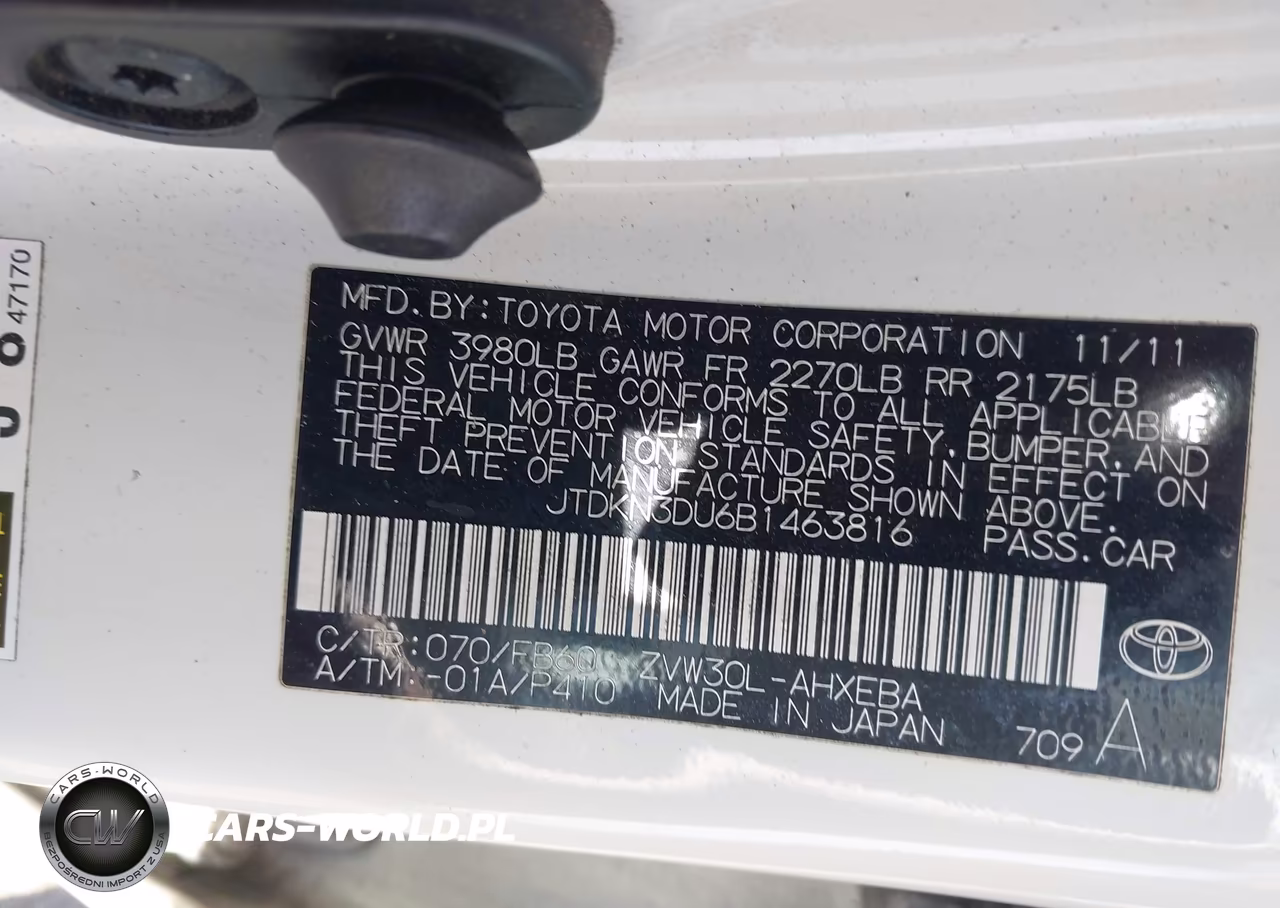 2011 Toyota Prius Two VIN:JTDKN3DU6B1463816 - 9