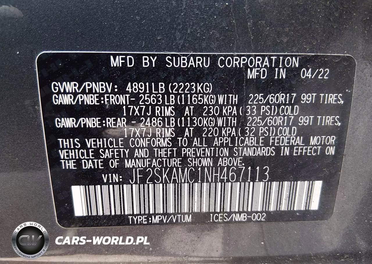 2022 Subaru Forester Wilderness VIN:JF2SKAMC1NH467113 - 9