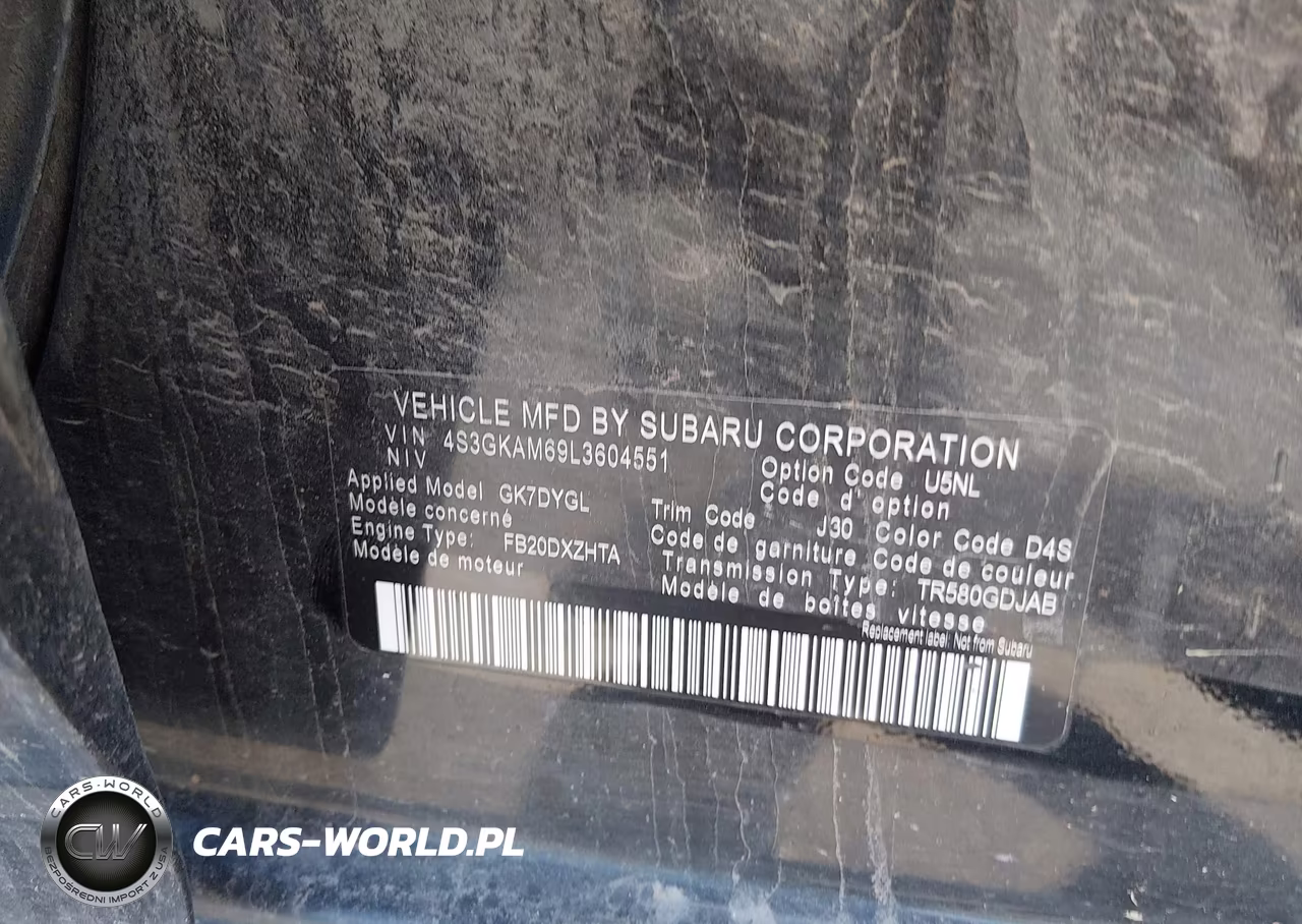 2020 Subaru Impreza Sport VIN:4S3GKAM69L3604551 - 9