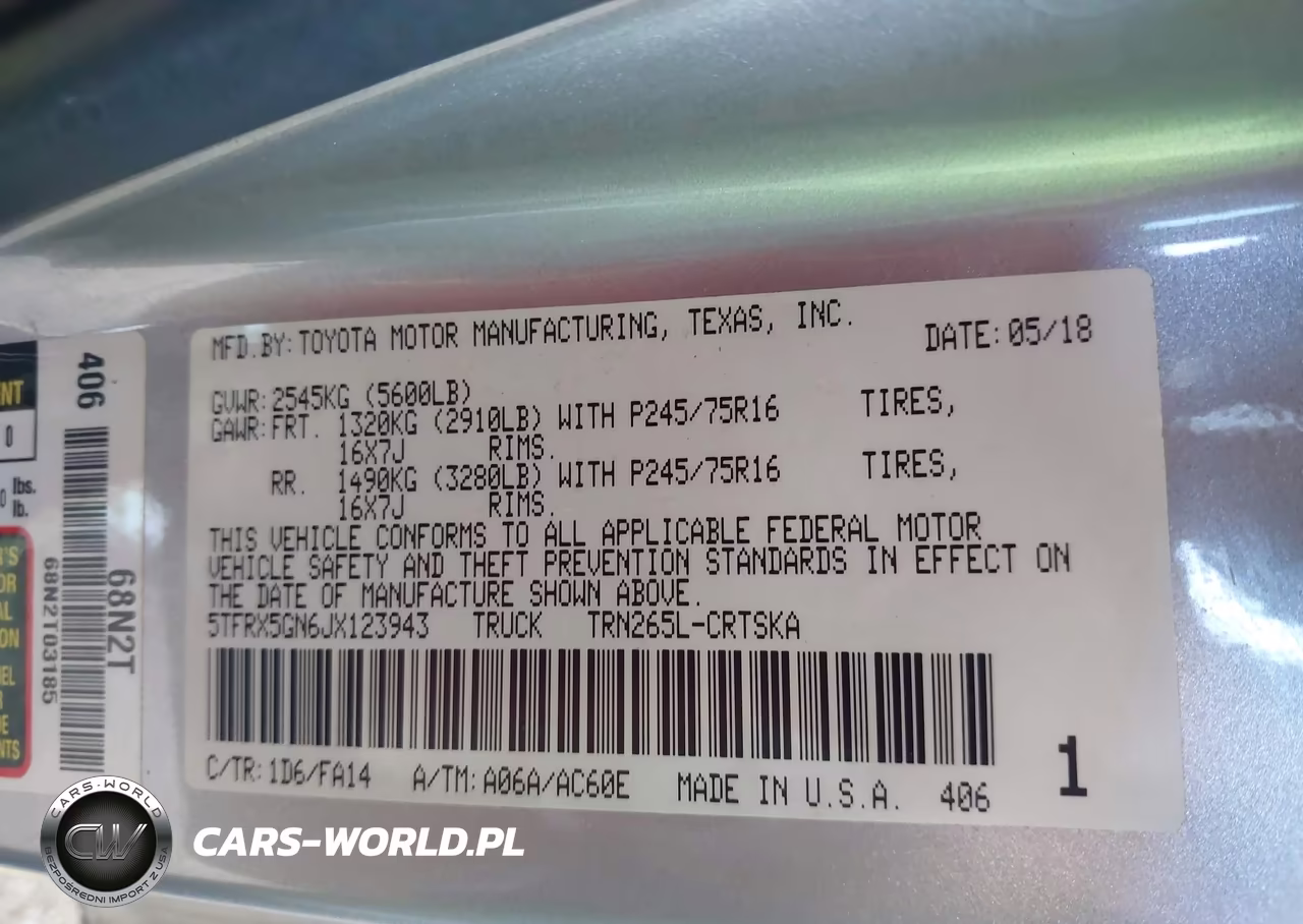 2018 Toyota Tacoma Sr VIN:5TFRX5GN6JX123943 - 9