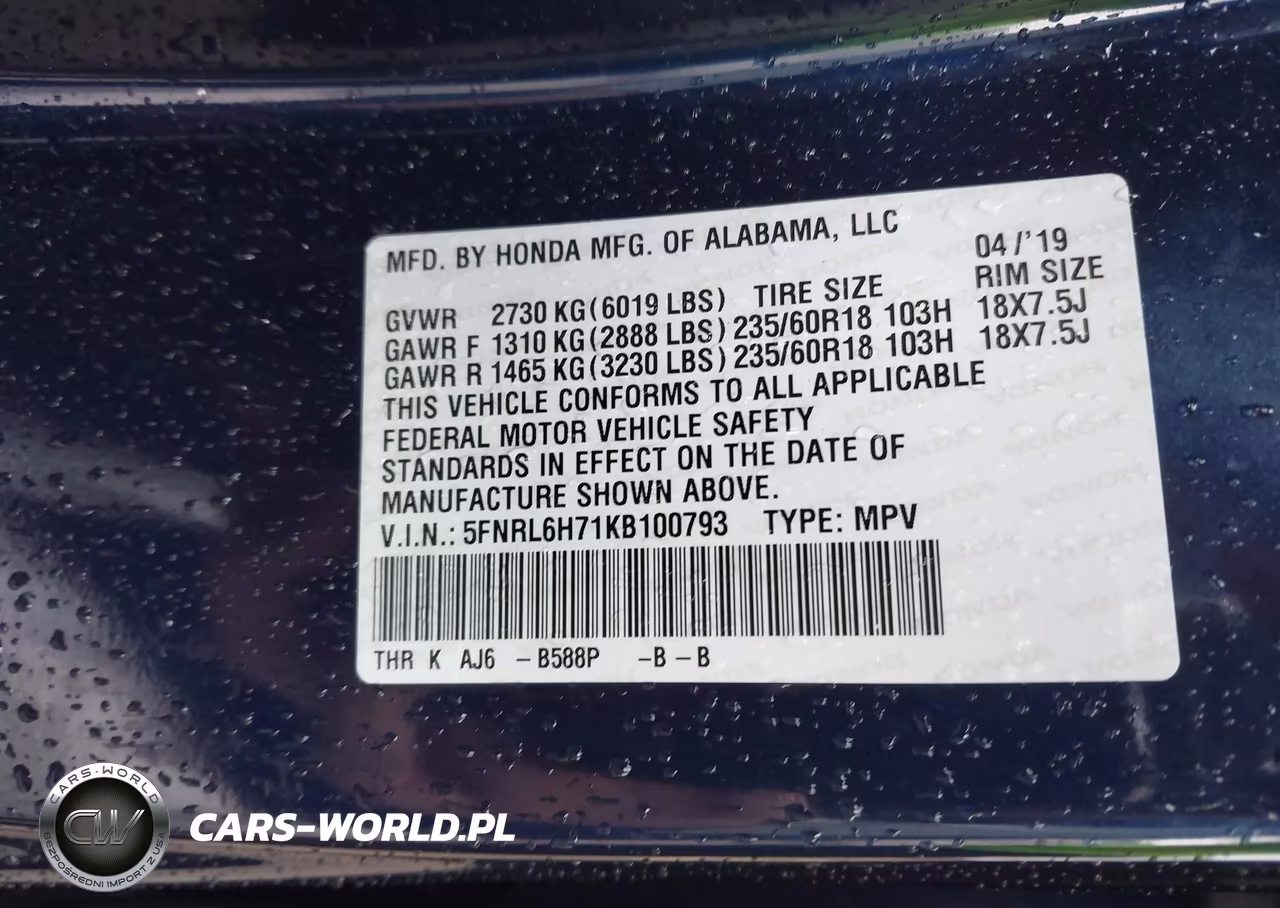 2019 Honda Odyssey Ex-L VIN:5FNRL6H71KB100793 - 9